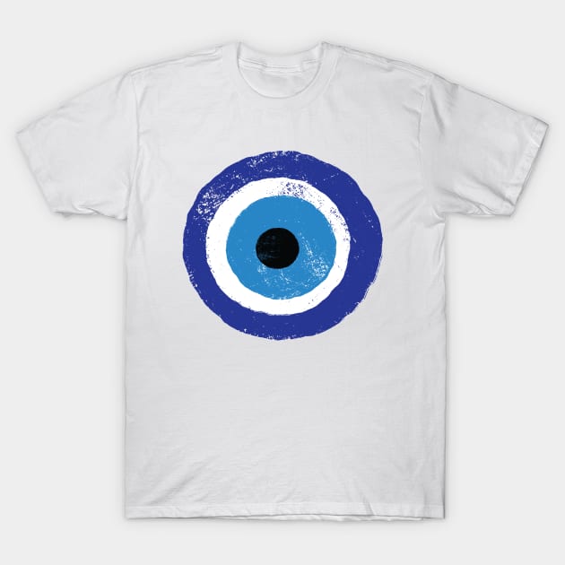 Evil Eye Artistic Blue Greek T-Shirt by ProjectX23 Orange